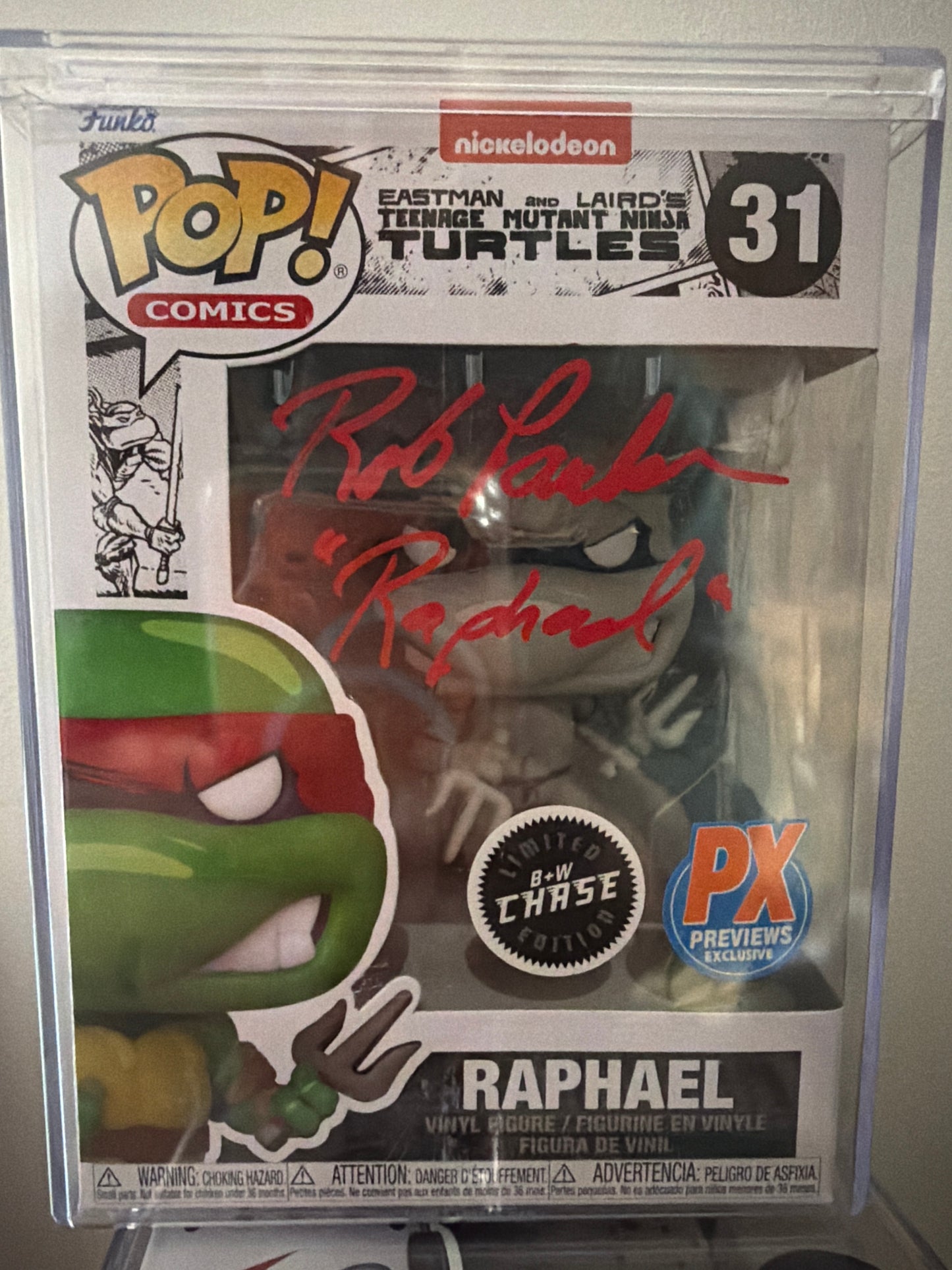 Funko Pop! Vinyl: Teenage Mutant Ninja Turtles - Raphael (Chase) (Black & White) Signed