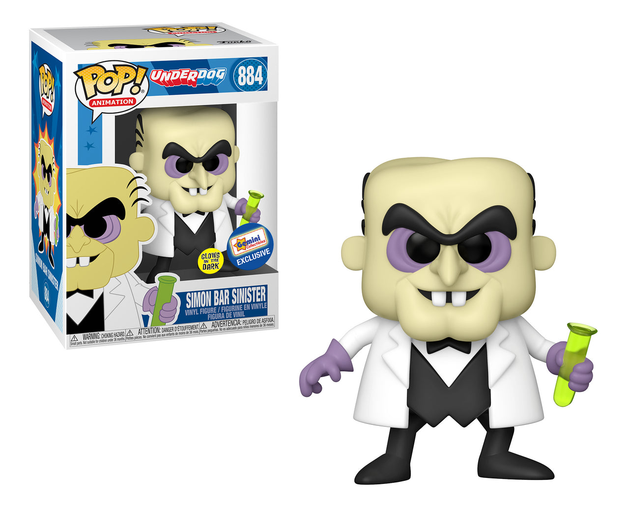 Funko POP! Animation Underdog: Glow In The Dark Simon Bar Sinister Gemini Collectibles Exclusive Vinyl Figure