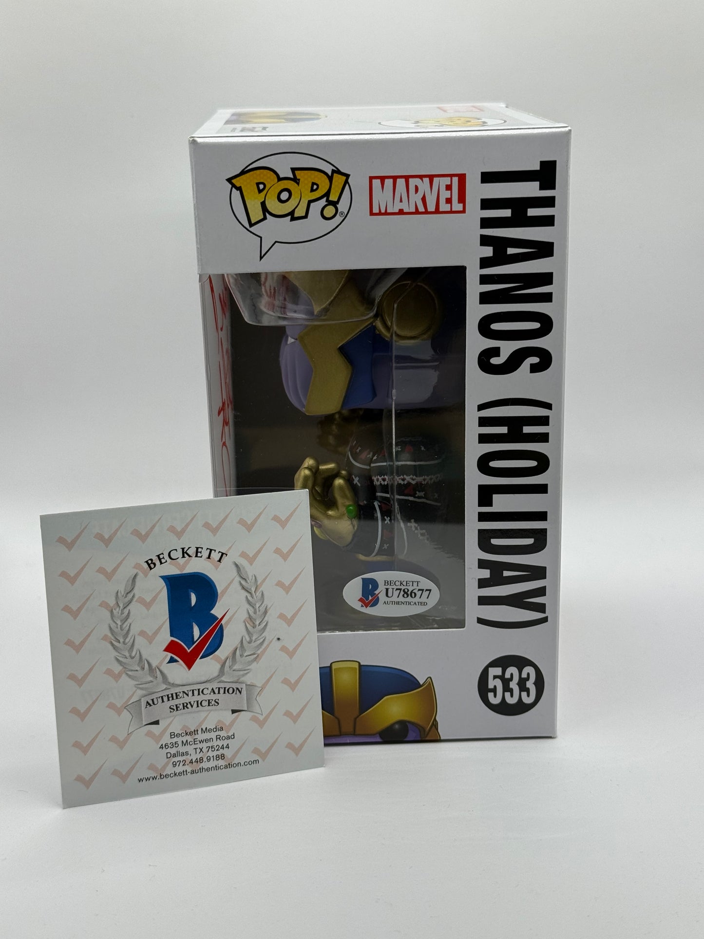 Isaac C Singleton Jr Signed Funko Holiday Thanos. Beckett Certified #533