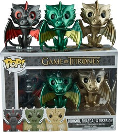 Funko Pop! Game of Thrones Drogon Rhaegal Viserion Metallic 3pk Gamestop