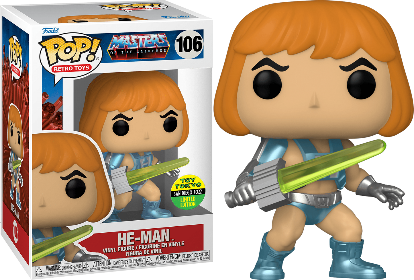 Funko Pop! Vinyl: Masters of the Universe - He-Man Metallic #106 Toy Tokyo SDCC 2022