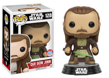 Funko Pop! Star Wars QUI GON JINN #128 Vinyl Bobble Head Figure Comic Con Limited