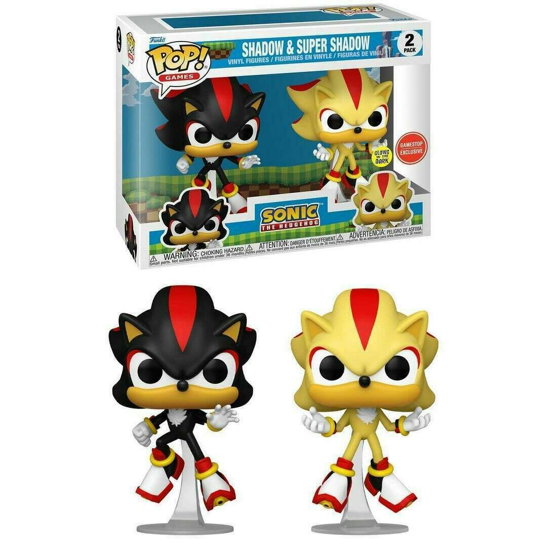 Funko Pop Sonic the Hedgehog - Shadow & Super Shadow GITD 2 Pack, GameStop Excl