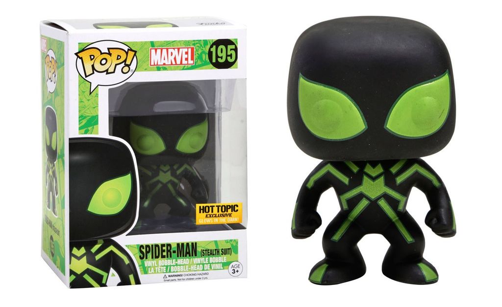 Funko Pop! Marvel: SPIDER-MAN #195 (Stealth Suit) GITD Hot Topic Exclusive