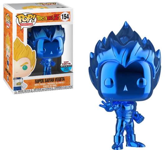 Funko Pop! Anime DBZ Dragonball Z Super Saiyan Vegeta Blue Chrome Toy Tokyo #154