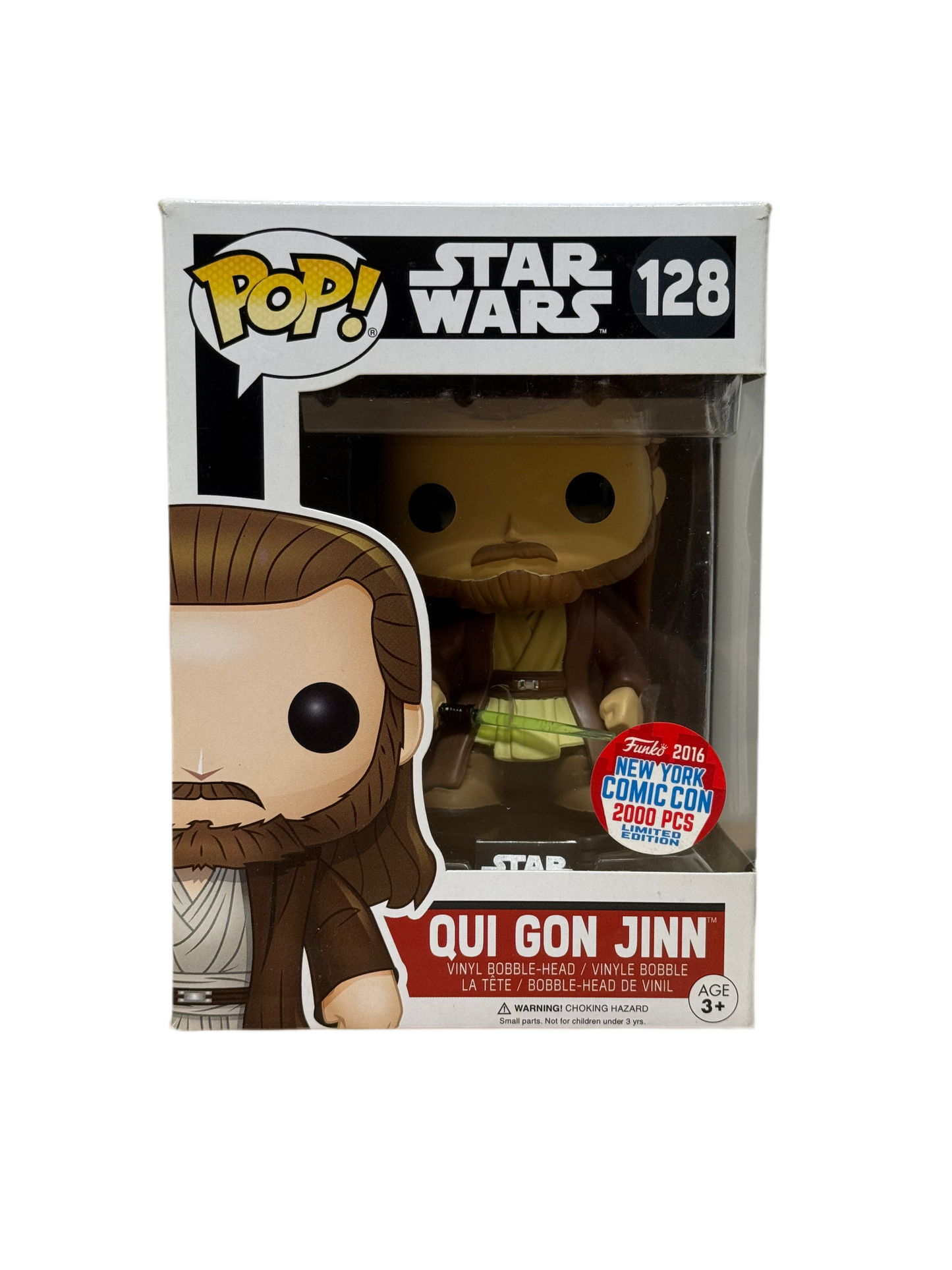 Funko Pop! Star Wars QUI GON JINN #128 Vinyl Bobble Head Figure Comic Con Limited