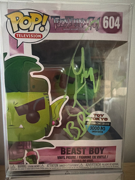Funko Pop! DC Teen Titans Go! 604 Beast Boy NYCC 3000 Exclusive Toy Tokyo 2018 Signed