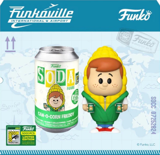 SDCC 2024 Funkoville Exclusive FUNKO SODA! CAN-O-CORN FREDDY LE 9500 Comic Con