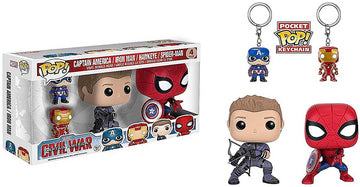 FUNKO FUNKO POP! CAPTAIN AMERICA CIVIL WAR 4 PACK IRON MAN HAWKEYE SPIDER-MAN
