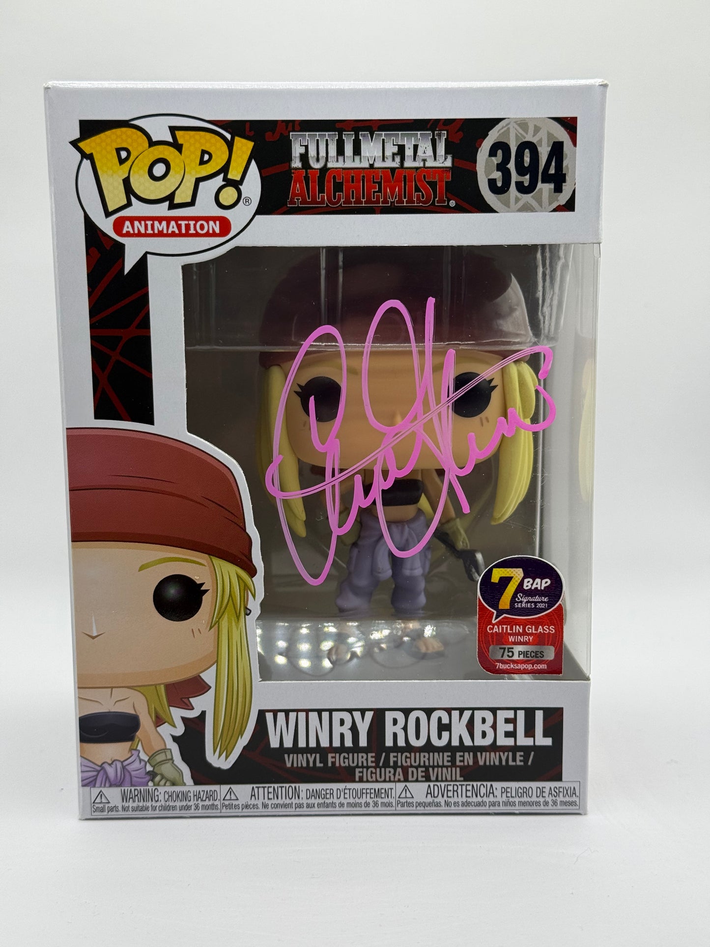 Full Metal Alchemist Winry Rockbell #394! 7BAP Signature Series Funko Pop Signed by Caitlin Glass