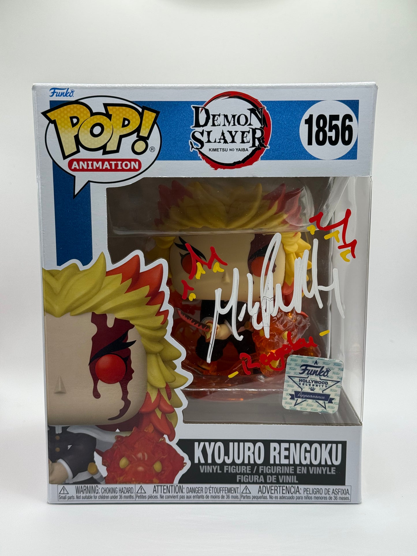 Funko Pop! Demon Slayer Kyojuro Rengoku #1856 Autographed by Mark Whitten (Hollywood Celebrity Experience)