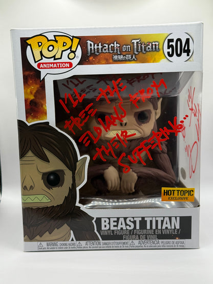 Funko Pop! Attack on Titan - Beast Titan #504 Hot Topic Signed Jason Liebrecht