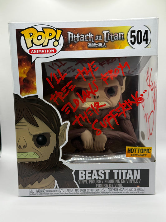 Funko Pop! Attack on Titan - Beast Titan #504 Hot Topic Signed Jason Liebrecht