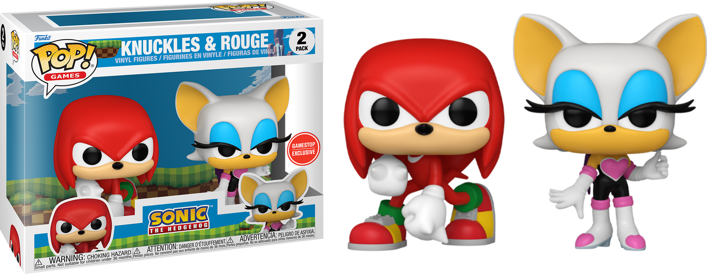 Funko POP Sonic the Hedgehog KNUCKLES & ROUGE 2-Pack GameStop EXCLUSIVE