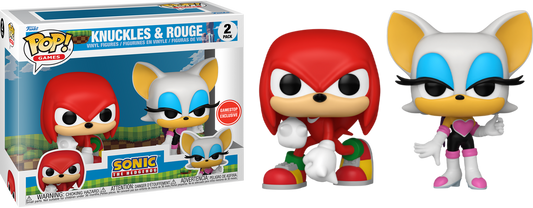 Funko POP Sonic the Hedgehog KNUCKLES & ROUGE 2-Pack GameStop EXCLUSIVE
