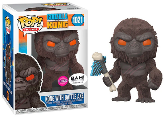 Funko Pop! Godzilla vs. Kong - Kong with Battle Axe Flocked #1021 Exclusive BAM