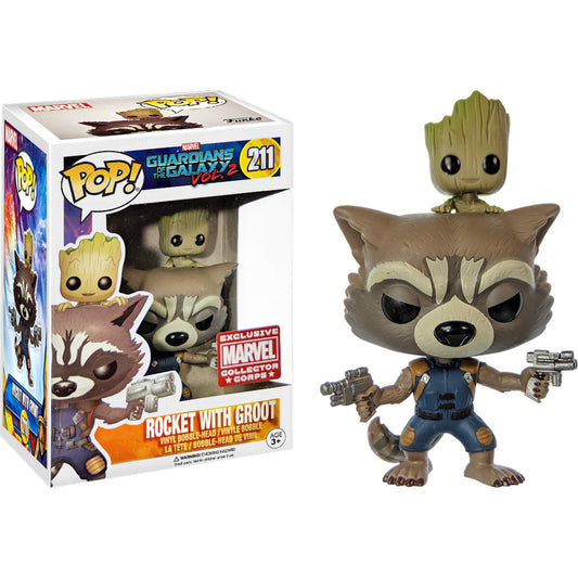 Funko Pop! Marvel: Guardians of the Galaxy - Rocket with Groot Exclusive #211