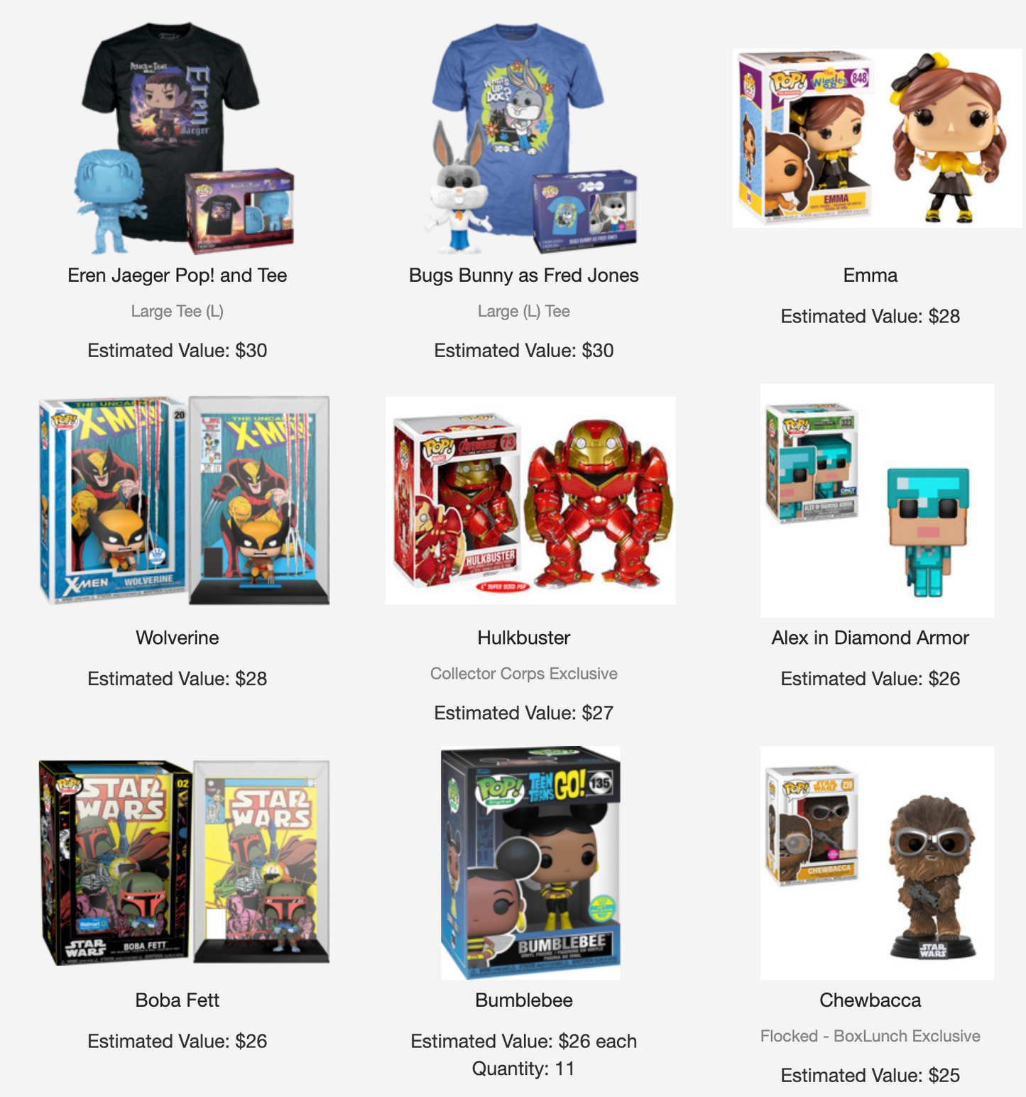 Funko POP Lot of 114 Items ($5,395 value)