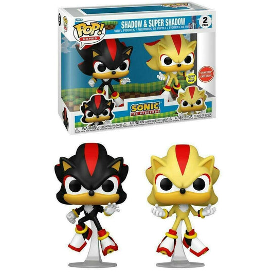 Funko Pop Sonic the Hedgehog - Shadow & Super Shadow GITD 2 Pack, GameStop Excl