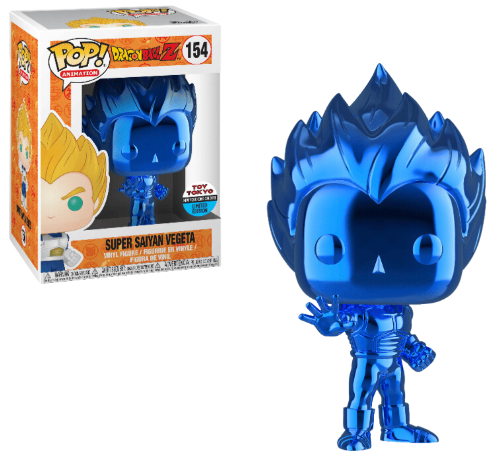 Funko Pop! Anime DBZ Dragonball Z Super Saiyan Vegeta Blue Chrome Toy Tokyo #154