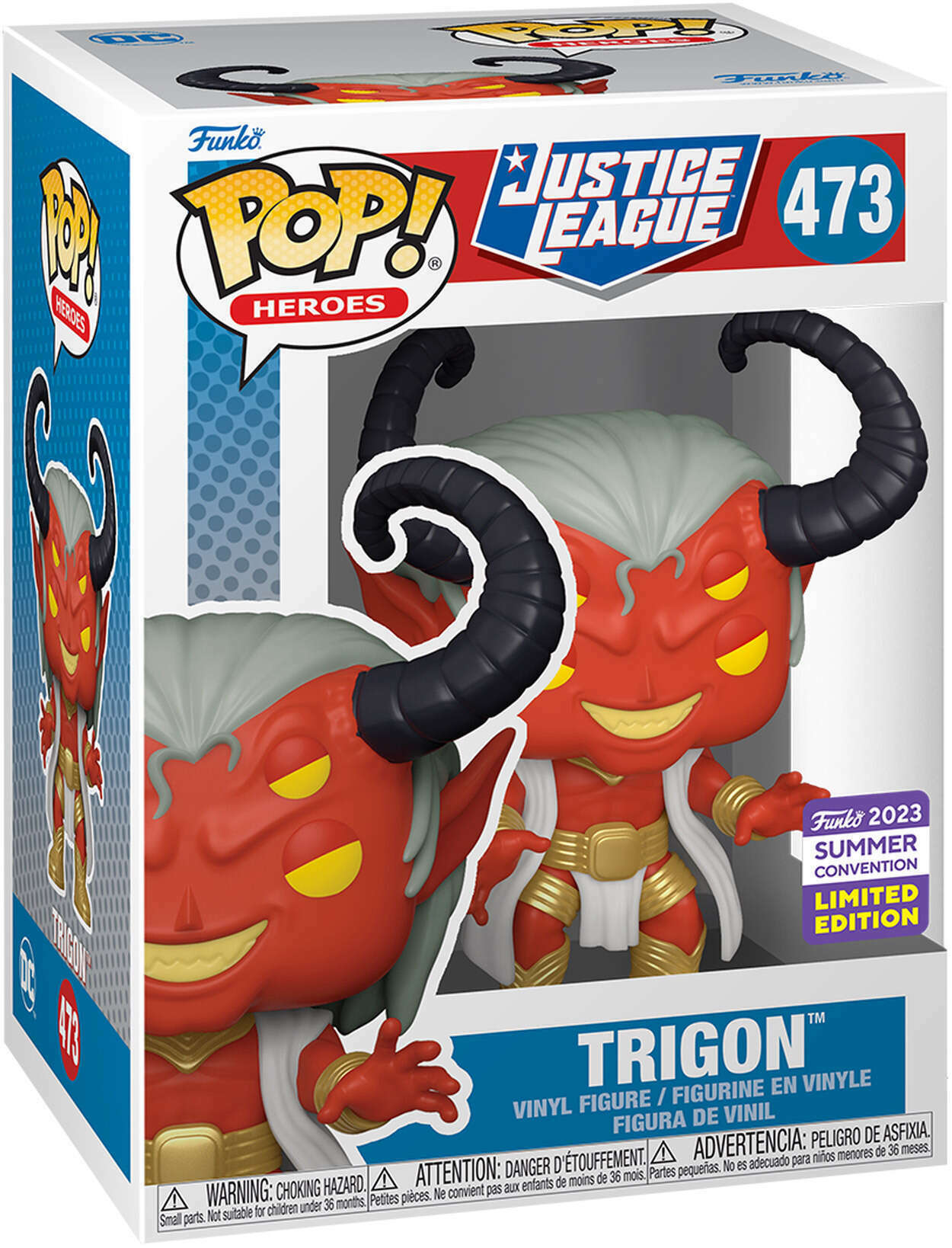 Funko Pop! Heroes Trigon #473 DC Justice League SDCC 2023 Exclusive Con Sticker